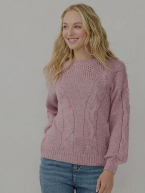 LC Lauren Conrad Pink Metallic Knit Sweater
